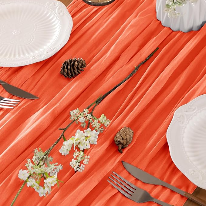 Orange Table Runner Cheesecloth Table Runner 10FT Farmhouse Table Runners 120 - Image 2