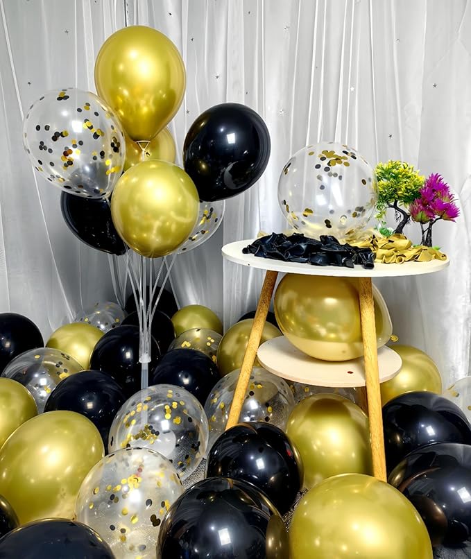 300 Pack Black and Gold Balloons 12 Inch Black Gold Confetti Balloon - Image 6