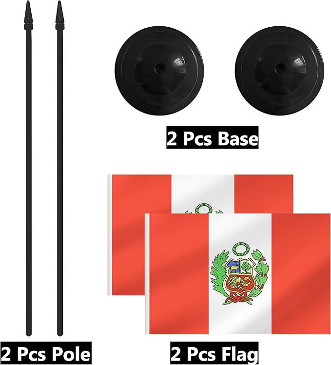 2 Pack Peru Desk Flag Set, Peruvian Desktop Small Miniature Table Office Flag - Image 6