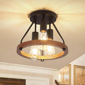 Modern Farmhouse Wood Semi Flush Mount Ceiling Light, Hallway Entryway Light by YSDLighting