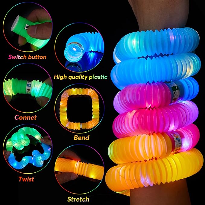 48 PCS Glow in The Dark Party Supplies, Light Up LED Pop Tubes, Glow Sticks - Image 4