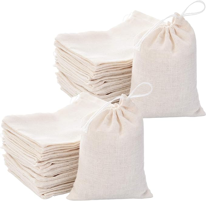 Tatuo 200 Pack Muslin Bags Burlap Drawstring sachet Bags Multipurpose Canvas by Tatuo