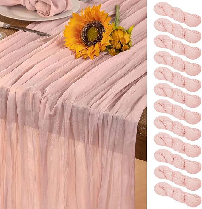 Pink Cheesecloth Table Runner 12 Pack Fall Table Runners Boho Gauze 120 Inches by DeZerlor