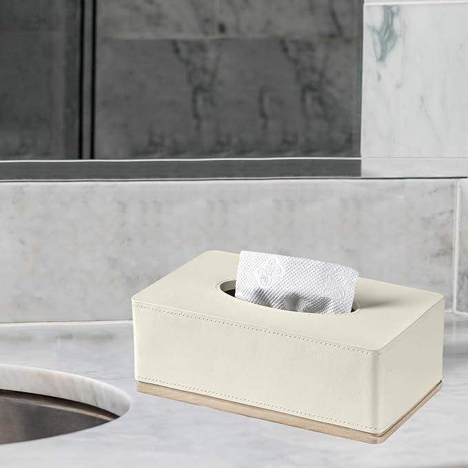 Rectangular Tissue Box Cover for Bathroom, Livingroom, Hand Carved Leather - Image 7