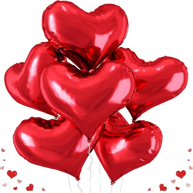 24 Inch Red Heart Balloons, Heart Shaped Valentines Foil Balloons by Paready