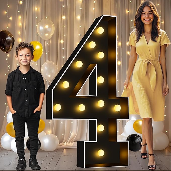 Pooqla 4 FT Light Up Marquee Numbers, Giant Letter Big Mosaic Numbers by Pooqla