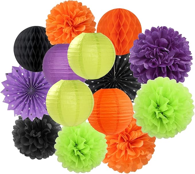Black-Orange Purple Green Halloween Party-Decorations by LastingSurprise