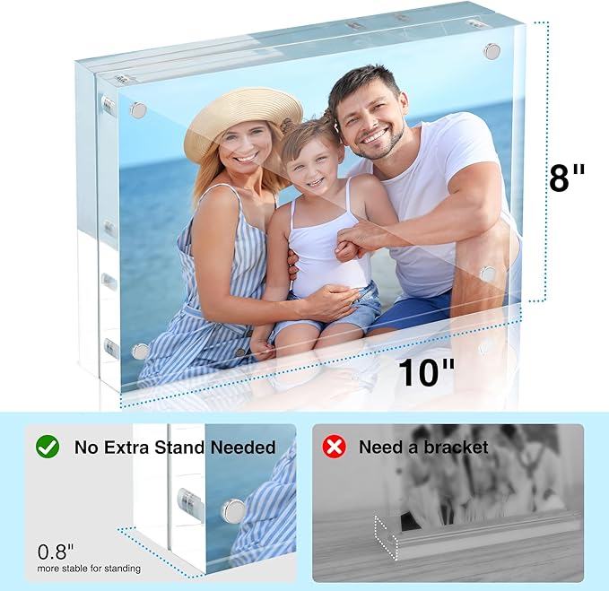 HOUSE DAY Acrylic Picture Frames 8x10, 1 Pack Magnetic 8x10 Picture Frame - Image 6