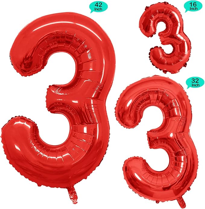 GOER Red Foil Balloons Number 1, Huge Number Balloons - Image 2