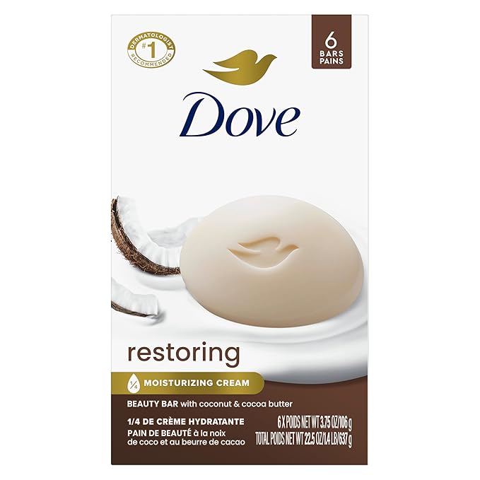 Dove Beauty Bar Soap Restoring Coconut & Cocoa Butter 6 Count by Dove