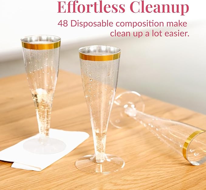 Prestee 48 Disposable Plastic Champagne Flutes - Image 4