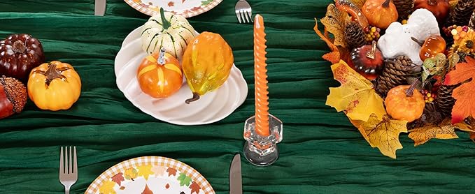 Emerald Green Cheesecloth Table Runner 4 Pack Fall Table Runners Boho Gauze 120 - Image 6