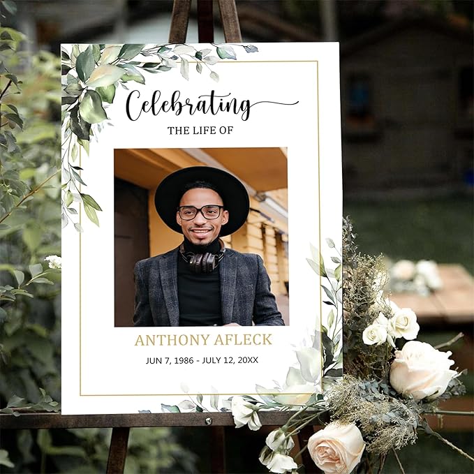 Greenery Funeral Welcome Sign, Memorial Welcome Sign, Celebration of Life - Image 3