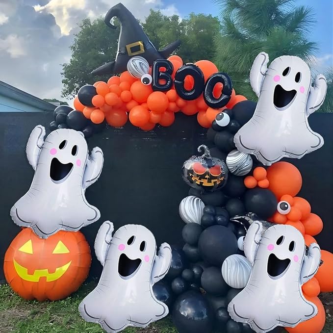 9 Pcs Halloween Balloons White Ghosts Balloons Halloween Foil Balloon - Image 7