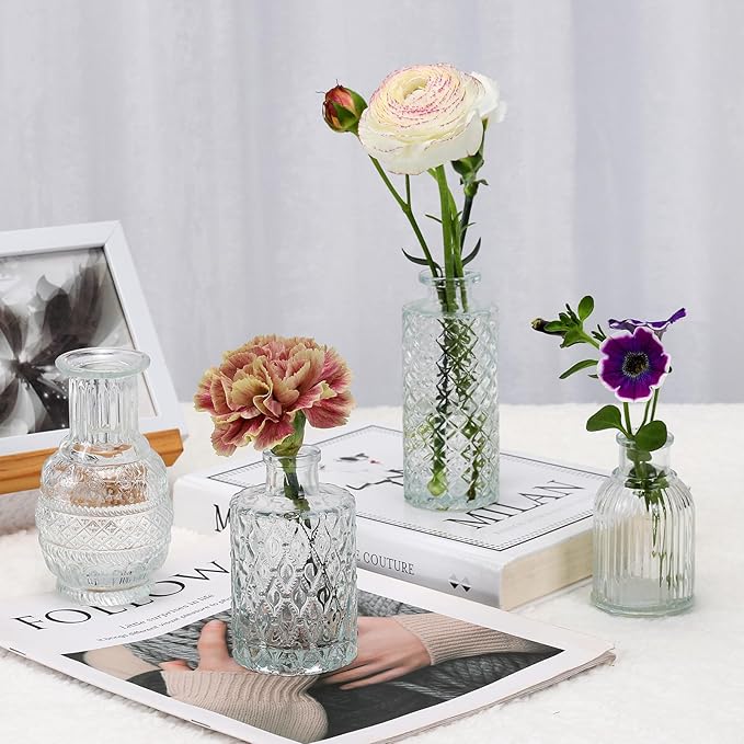 12 Pcs Small Glass Bud Vase Set of，Mini Vintage Vases in Bulk - Image 7