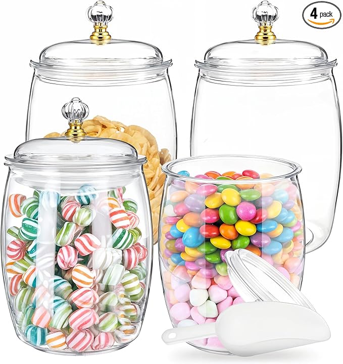 4 Pcs Candy Jars with Lids and Spoons Clear Candy Jars by Unknown
