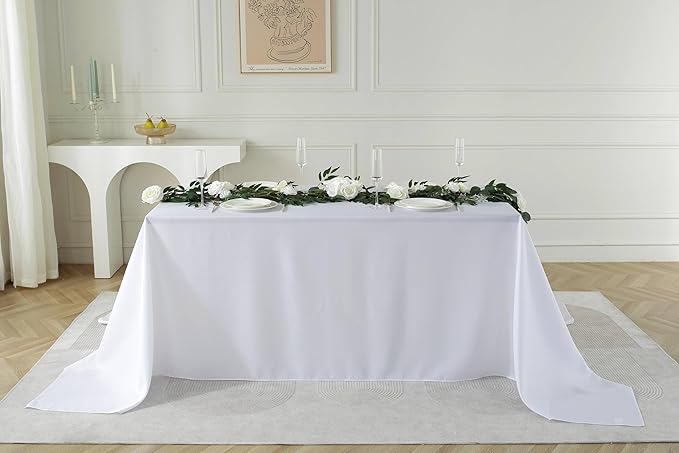 Craft And Party Rectangle Tablecloth, 90 x 156 Inch White Tablecloth, 8ft - Image 4