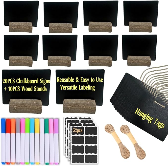 20 Pack Mini Chalkboard Signs for Food Buffet Table Reusable Catering Labels by YZLIANGYUAN