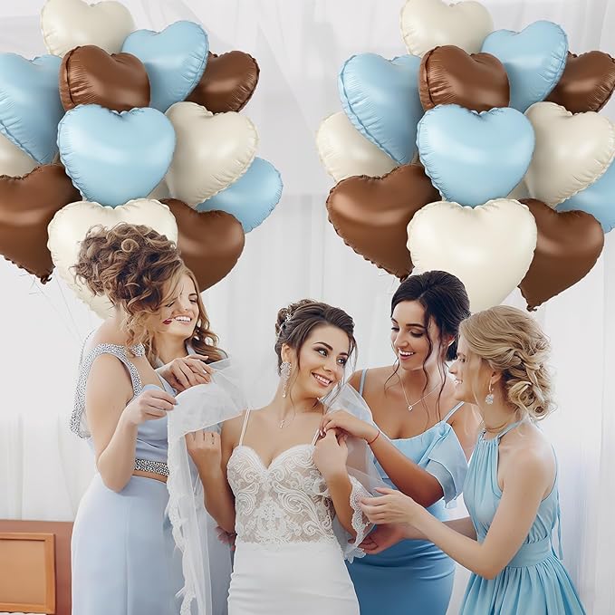 Blue Brown Heart Balloons - Image 5