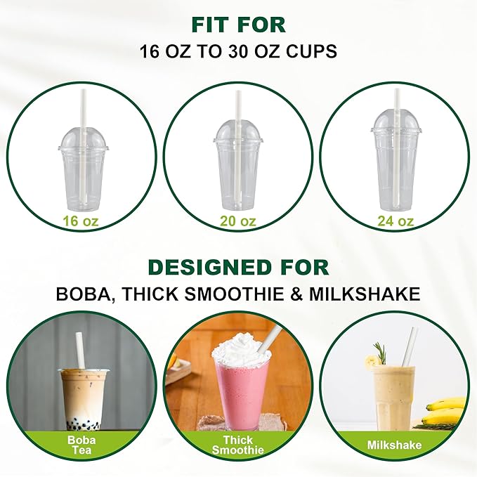 9 Inch Individually Wrapped Disposable White Paper Boba Straws, Bubble Tea - Image 8