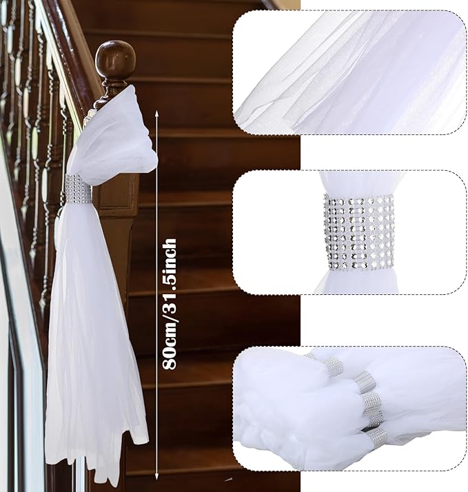 24 Set Wedding Aisle Chair Decorations 31.5 Inch Pew Bows - Image 2