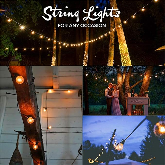 SUNSGNE 50ft Outdoor Globe String Lights G40 Patio String Lights - Image 7