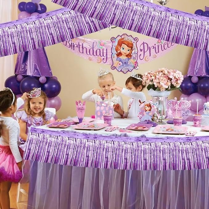 BEISHIDA 3 Packs Metallic Foil Fringe Garland Light Purple Wall Hanging Tinsel - Image 5