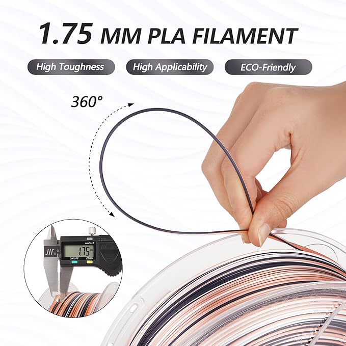 AMOLEN Silk PLA 3D Printer Filament, Shiny Multicolor Rainbow PLA Filament - Image 4