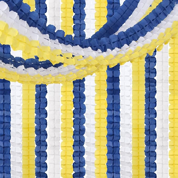 Navy-Blue White-Yellow Party-Decorations Streamers Garland - Image 2