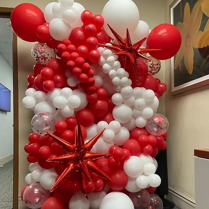 Black Red Star Balloons 12pcs, 27/22 Inch Foil Star Explosion Balloons - Image 4