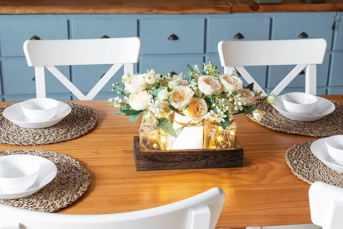 Mkono Mason Jar Lights Centerpiece Table Decor - Image 3