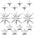 Silver Star Balloons, 22in Large Star Balloons Foil 10in 4-Pointed & Silver by Froova