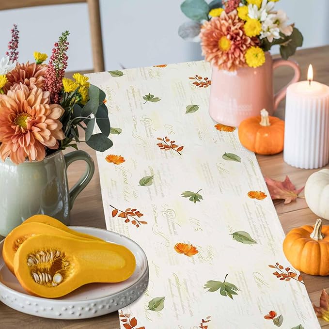Fall Wildflowers Cotton Linen Table Runner - Image 4
