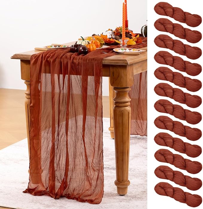 Terracotta Cheesecloth Table Runner 12 Pack Fall Burnt Orange Cheese Cloth by DeZerlor