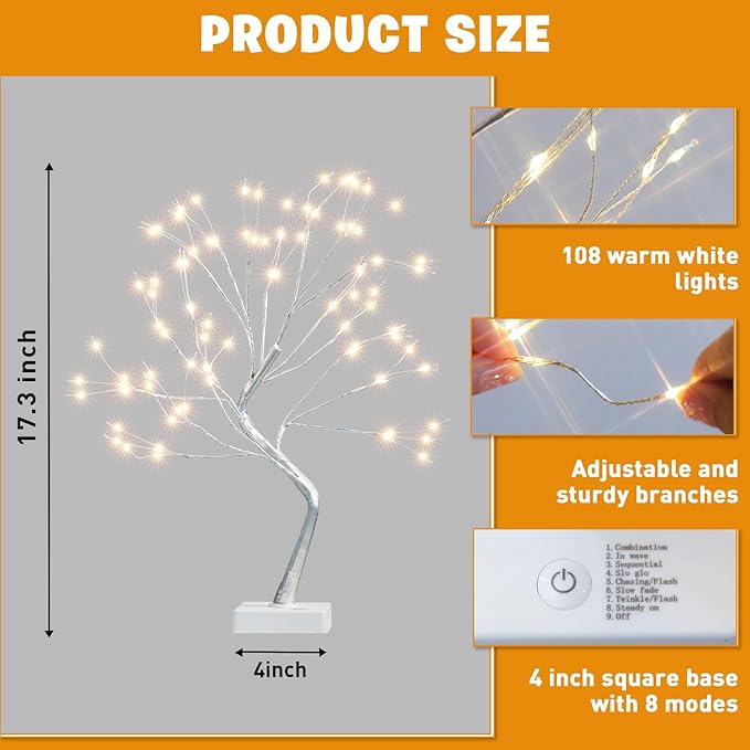 EAMBRITE Fairy Light Tree, 108 Led Light up Trees Decor Indoor, 8 Modes Fairy - Image 3