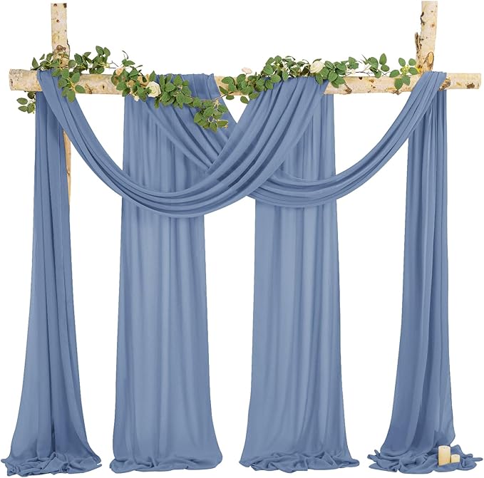 Dusty Blue Sheer Chiffon Wedding Arch Draping Fabric, Polyester Chiffon - Image 7