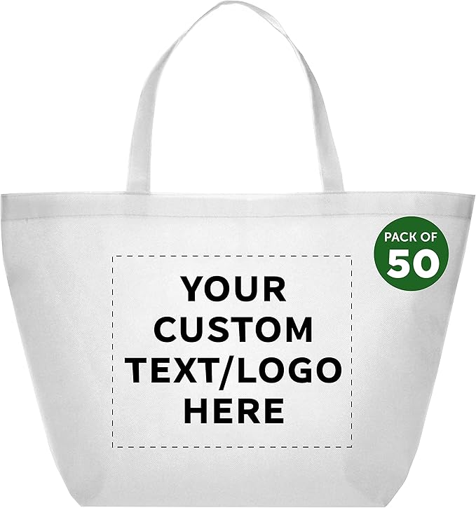 DISCOUNT PROMOS Custom Southern Style Grocery Tote Bags Set of 50 by DISCOUNTPROMOS