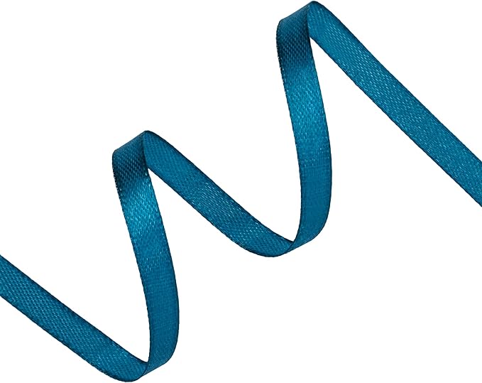 Turquoise Satin Ribbon 1/4 inch X Continuous 100 Yards, Single Face Polyester - Image 2