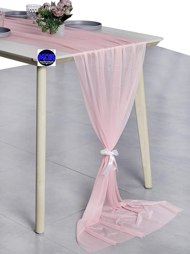 MDS 2 Pack 14ft Chiffon Table Runner 29 x 170 Inches Sheer Wedding Runner - Image 3