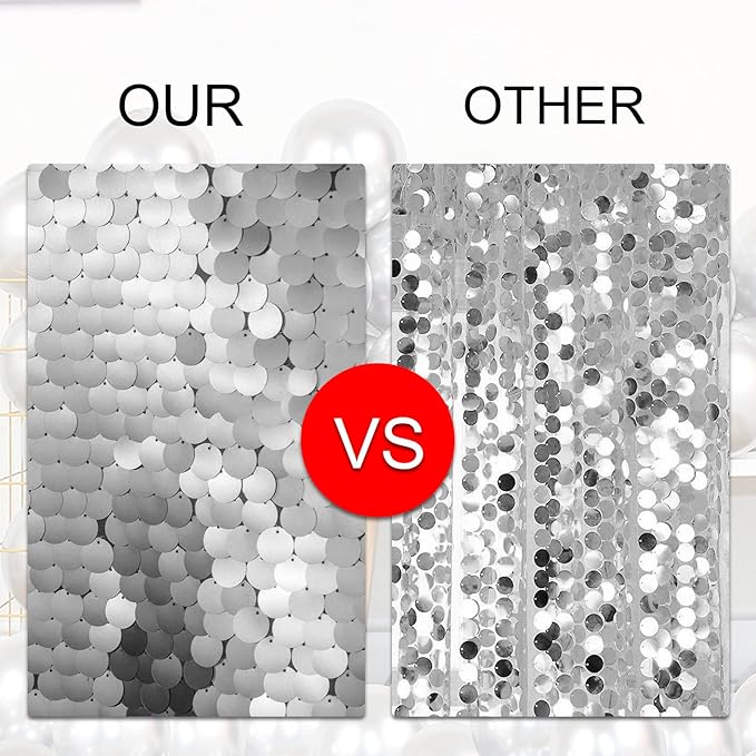 JYFLZQ Silver Payette Sequin Backdrop Curtains 4ft x 8ft 2 Panels Shimmer Wall - Image 5