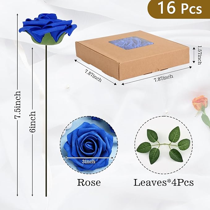 BLEUM CADE 16Pcs Artificial Flowers Fake Roses - Image 3