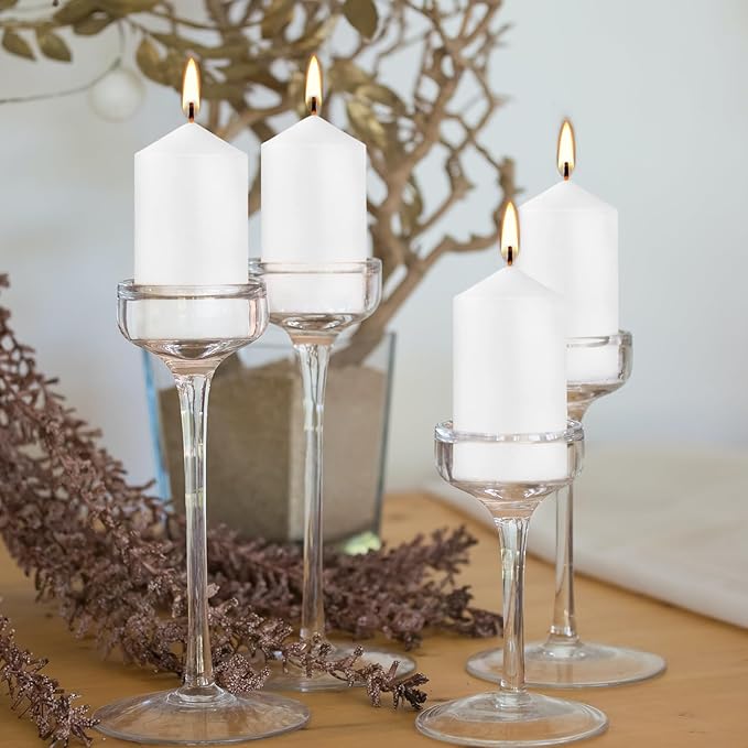 20-Pack 2 x 4 Long Burning Unscented White Tall Pillar Candles - Image 6