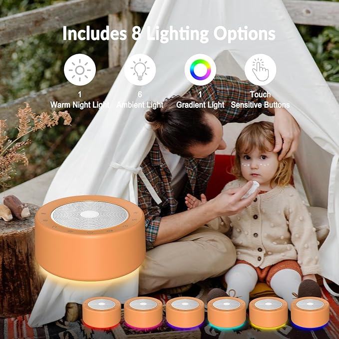 Nursery Lamp with Sound Machine, Mood Lighting, 7 Colors Night Light, 30 - Image 3