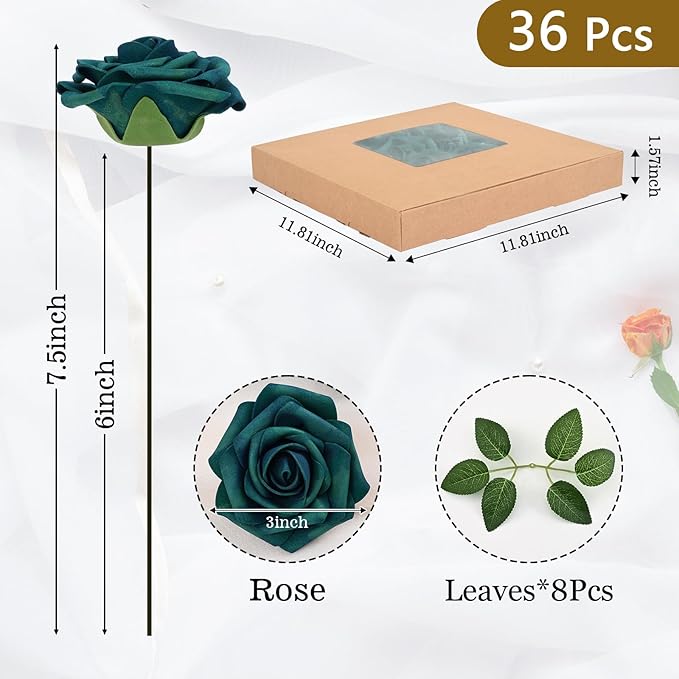 BLEUM CADE 36Pcs Artificial Flowers Fake Roses - Image 3