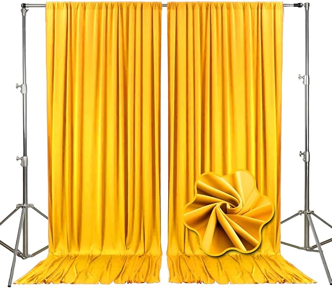 10ft x 10ft Gold Yellow Backdrop Curtains by Tisspoms
