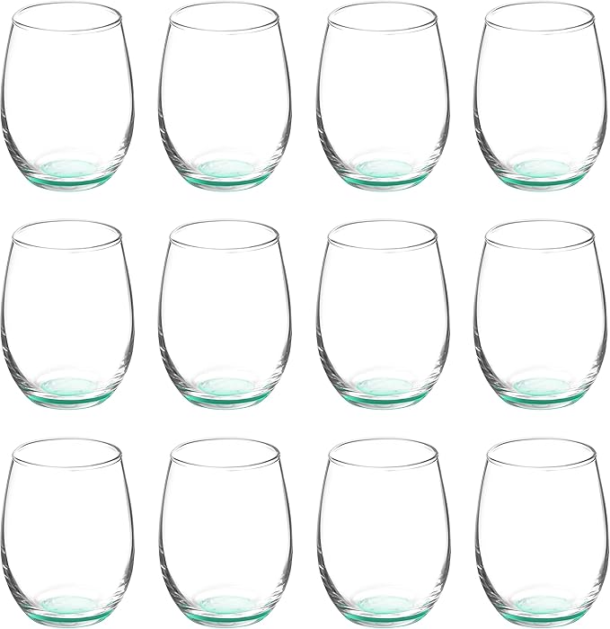 DISCOUNT PROMOS Stemless Wine Glasses by ARC 5.5 oz. Set of 12, Bulk Pack by DISCOUNTPROMOS