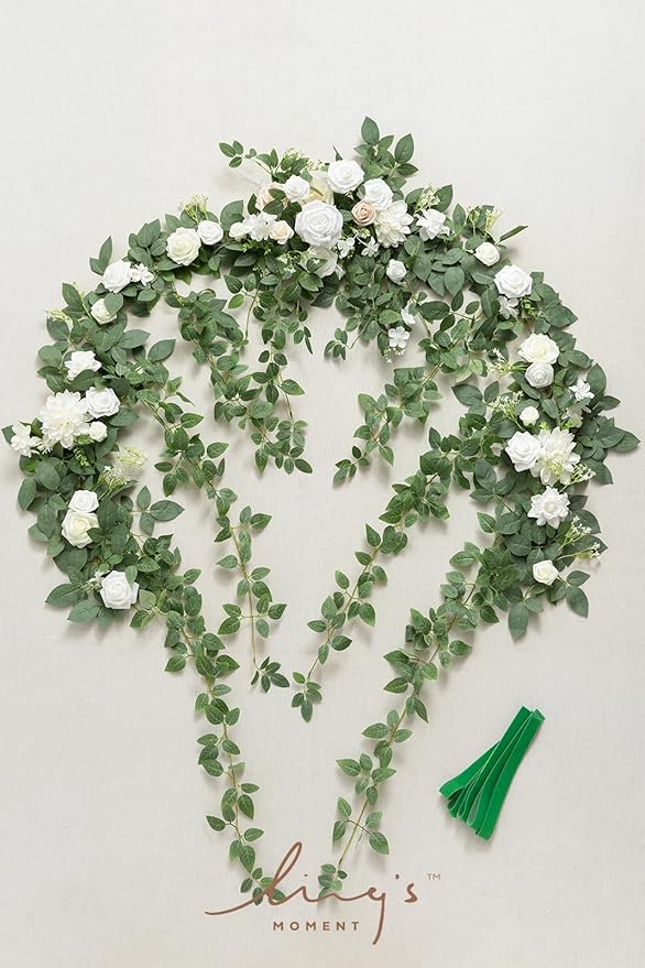 Ling's Moment 6.5FT Artificial Wedding Arch Flowers, Backdrop Floral Garland - Image 6