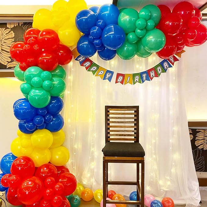 Red Blue Yellow Green Balloon Set, 12 Inch Carnival Circus Party Balloon Red - Image 4