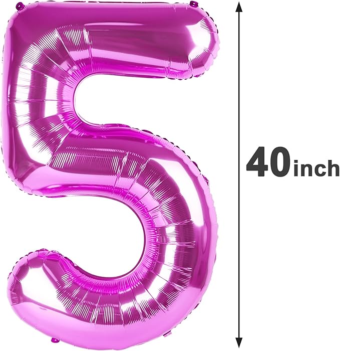 Rosy Purple 40 Inch Large Number 5 Birthday Balloon, Five 5th 15 25 35 50 55 - Image 2
