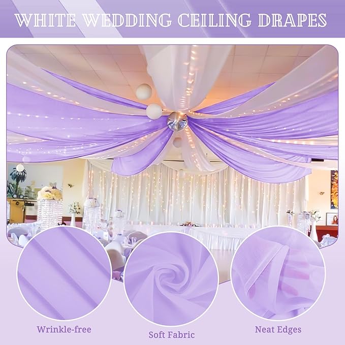 6 Panels Lavender Ceiling Drapes - Image 3